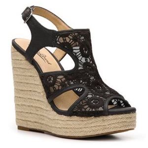 Lucky Brand Ranette Black Women Wedge Size 7.5